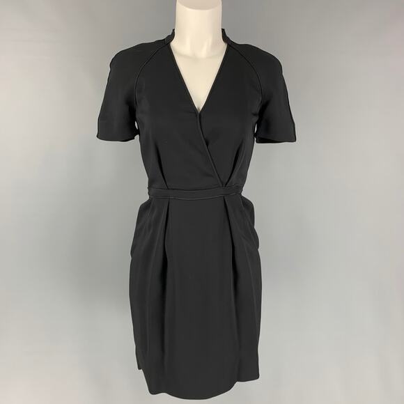 STELLA McCARTNEY Size 2 Black Viscose Pleated V-Neck Dress - Picture 1 of 1